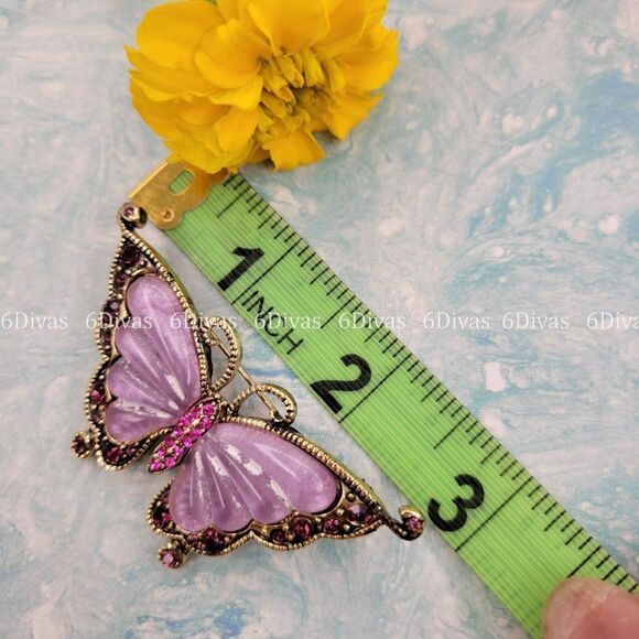𝅺LILAC Purple Butterfly Brooch Pin - Picture 8 of 9